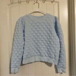 Tnuck Sport Light Blue Puff Sleeve Quilted Stretch Campbell Pullover
